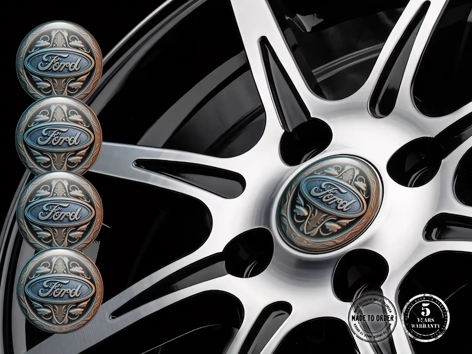 Ford Radaufkleber Version Gewölbte Harzlabels